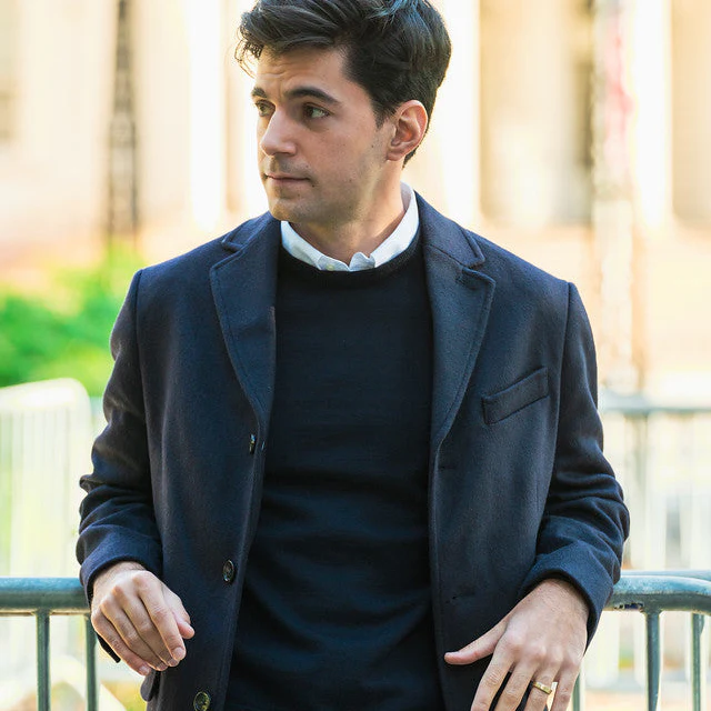 Fulton Wool Cashmere Topcoat - Navy - Image 4