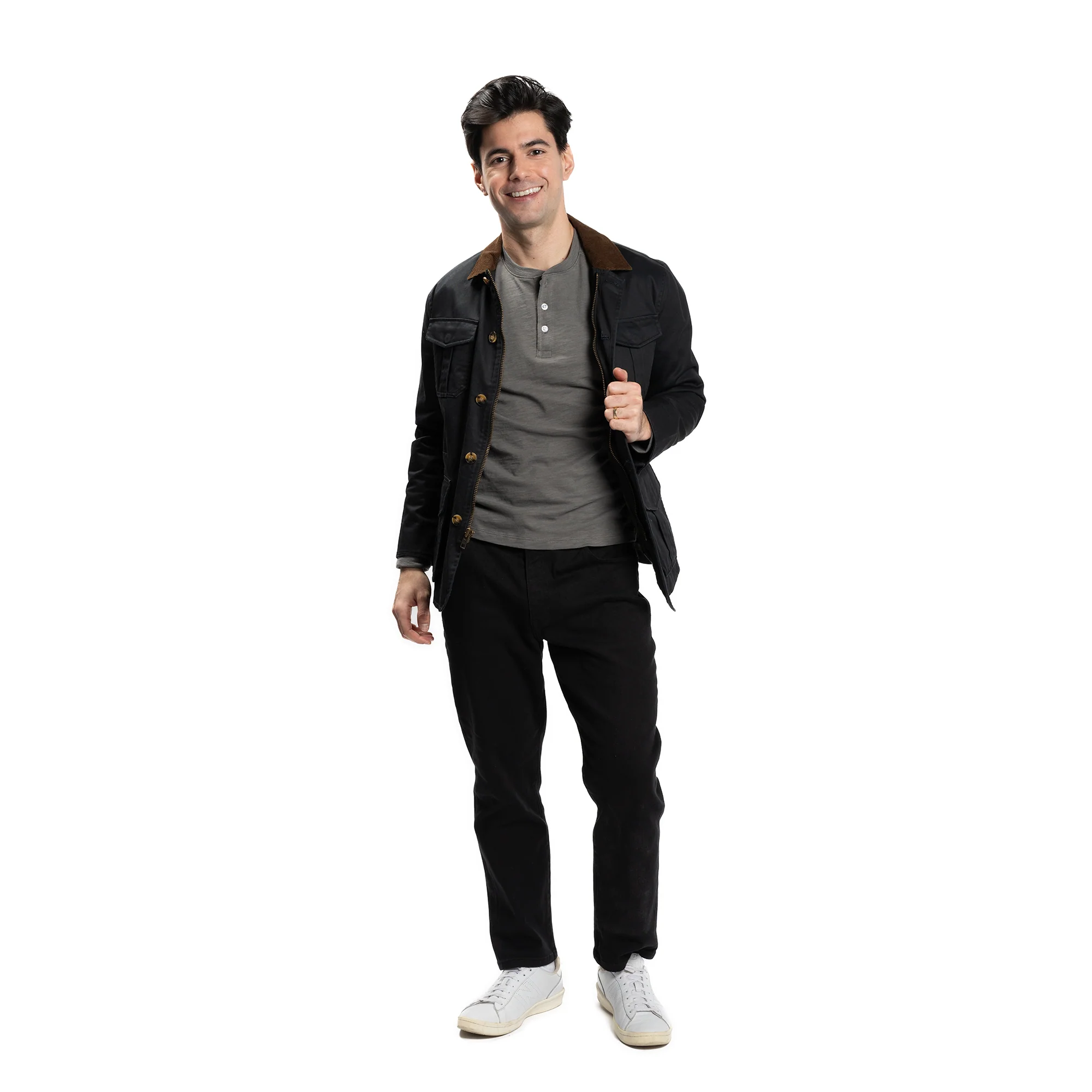 Henley Shirt Long Sleeve - Charcoal - Image 6