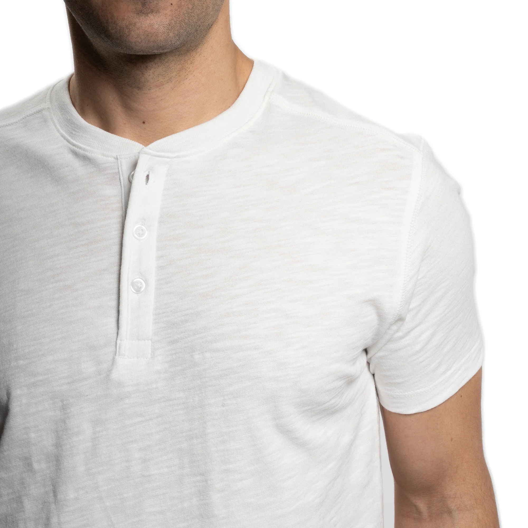 Henley Shirt Short Sleeve - White - Image 3