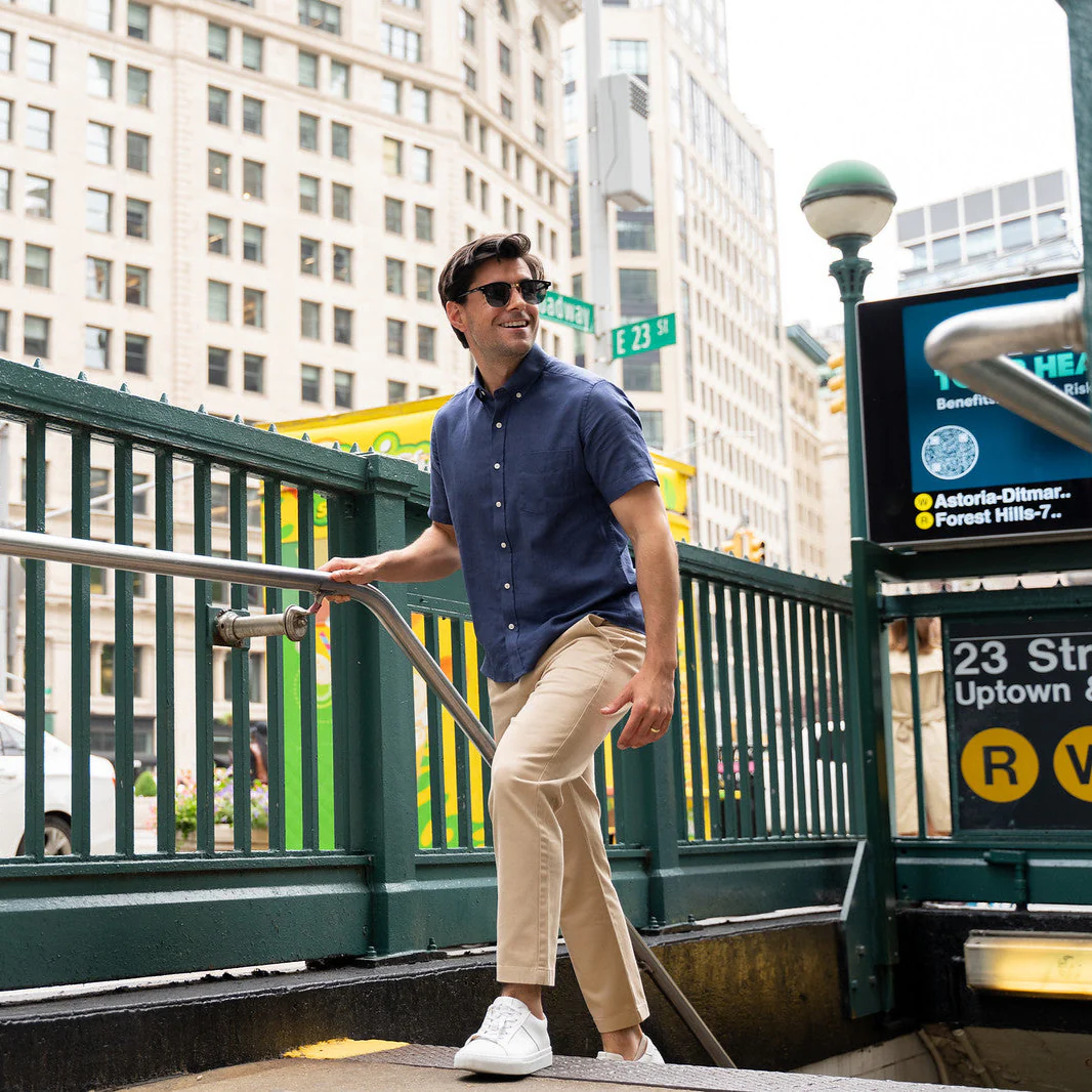 Lightweight Stretch Chinos Slim Fit - Khaki - Image 3