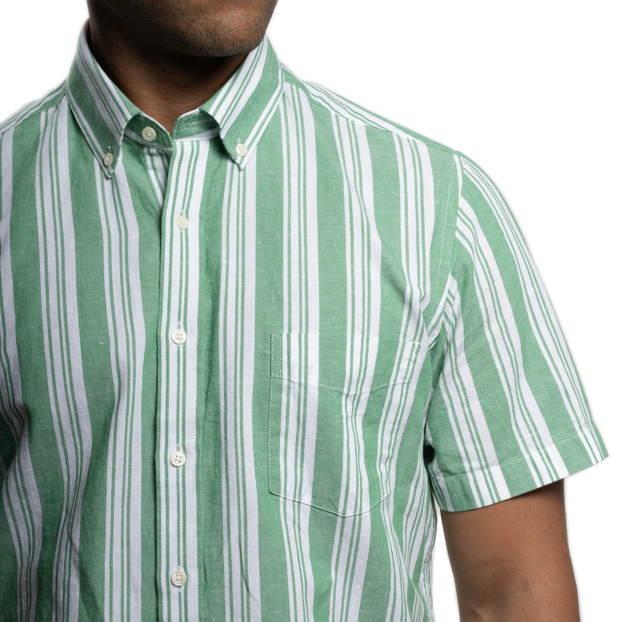 Linen Short Sleever - Green Stripe - Image 4