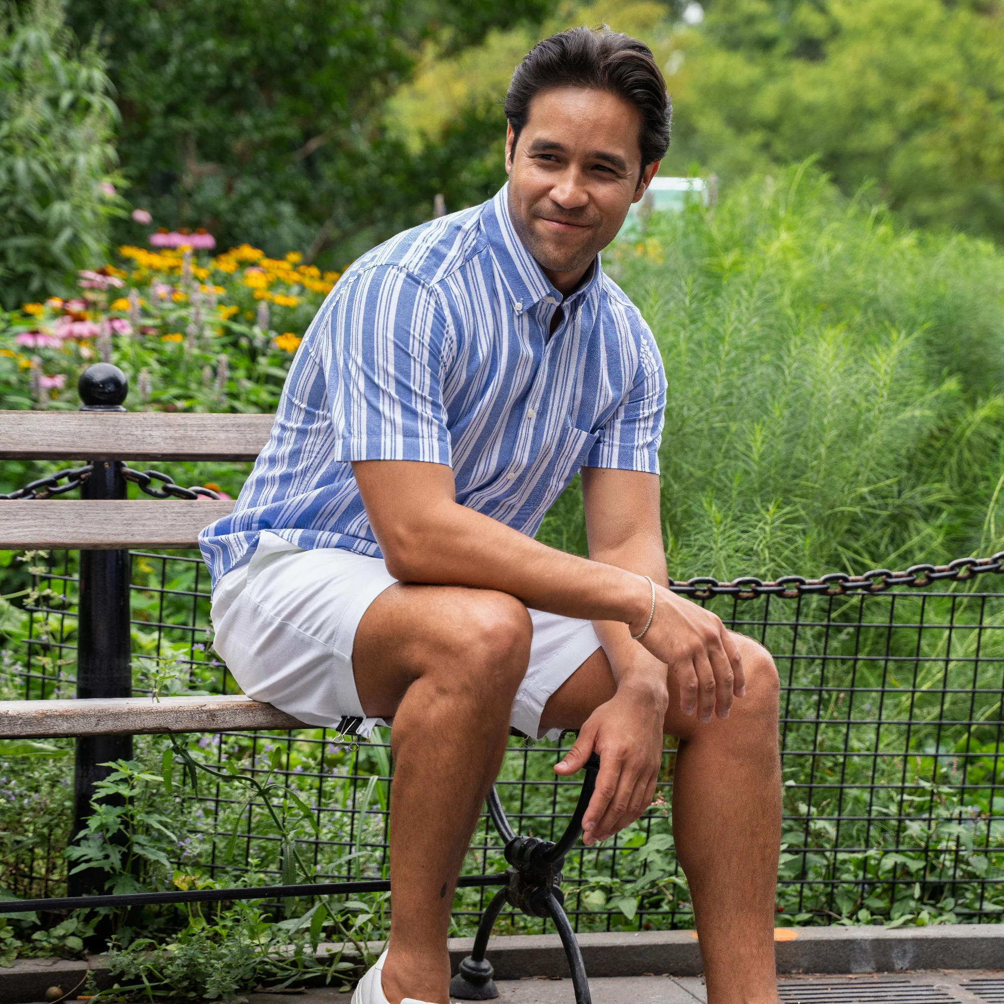 Linen Short Sleever - Navy Stripe - Image 3