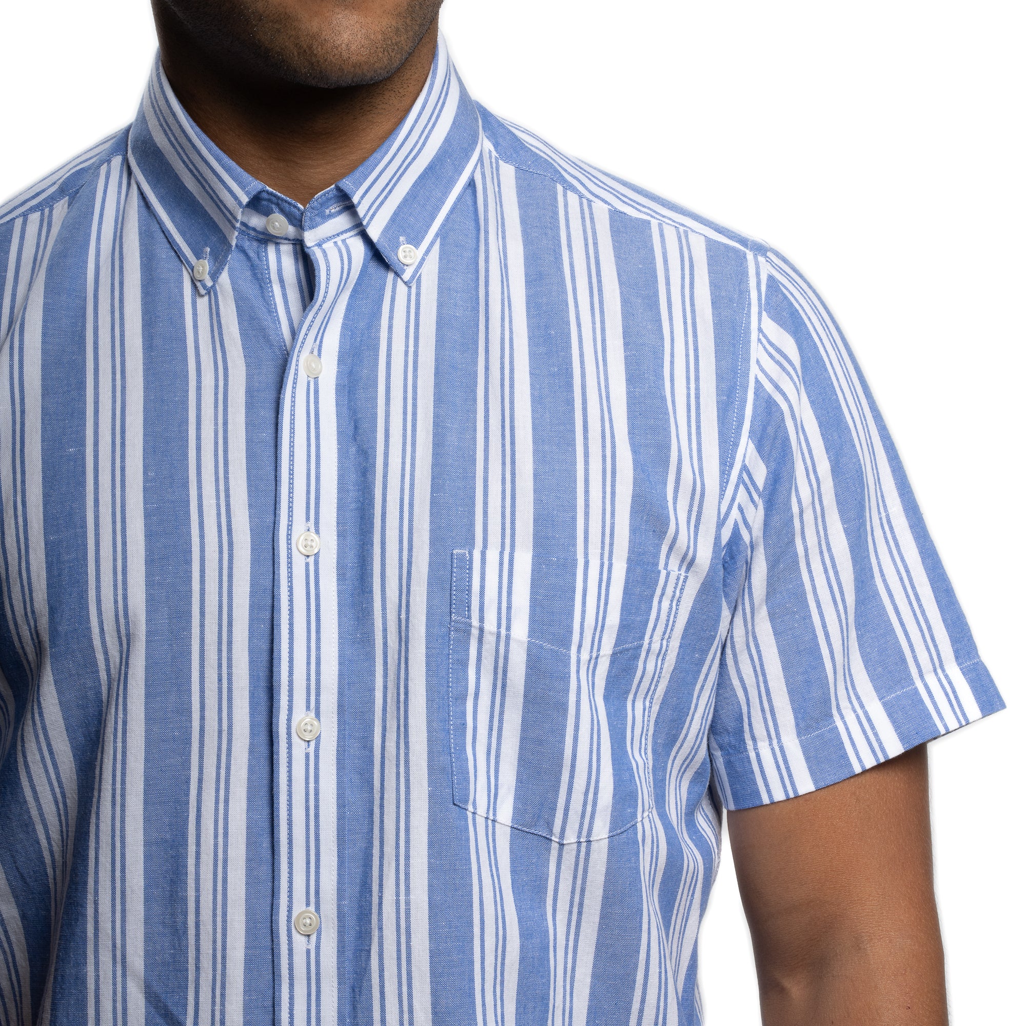 Linen Short Sleever - Navy Stripe - Image 4
