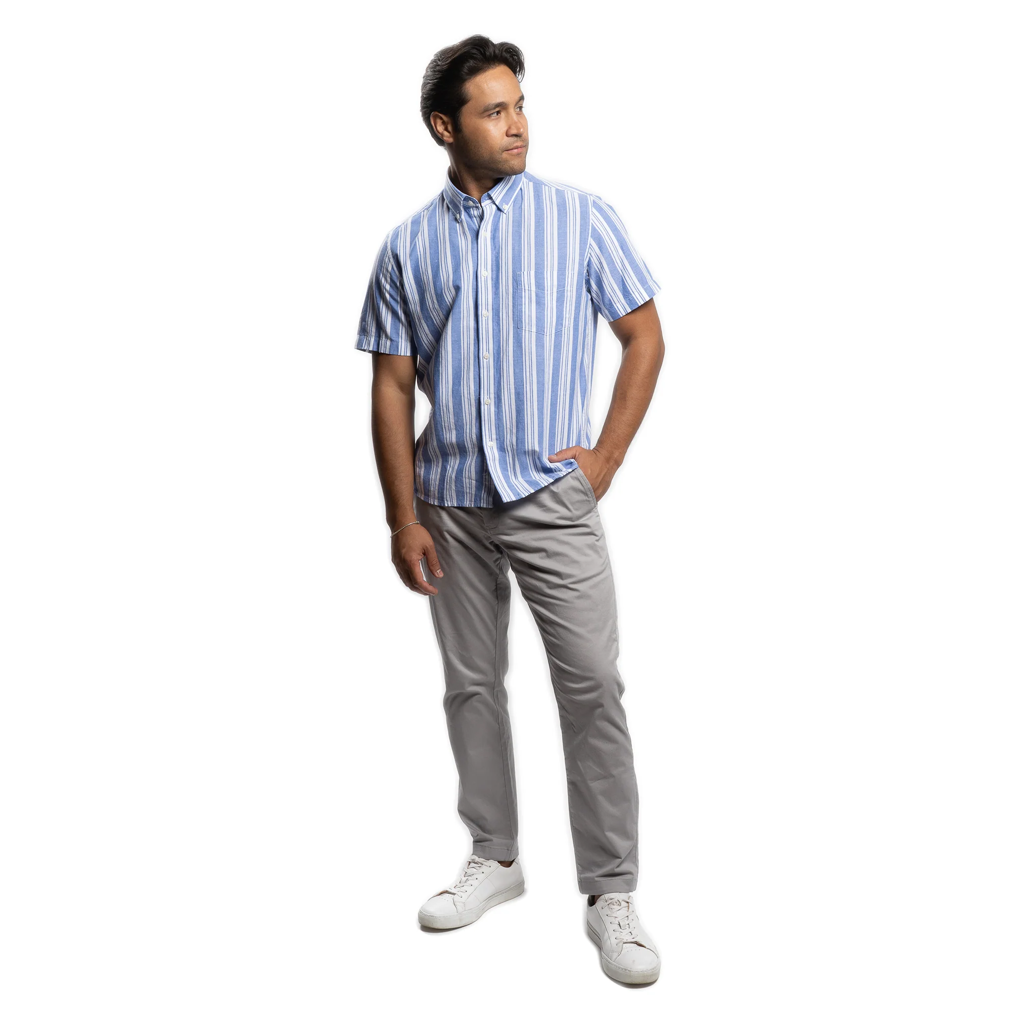 Linen Short Sleever - Navy Stripe - Image 5