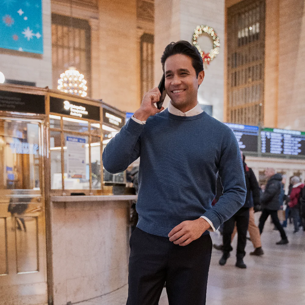 Merino Wool Sweaters Crew Neck - Denim - Image 3