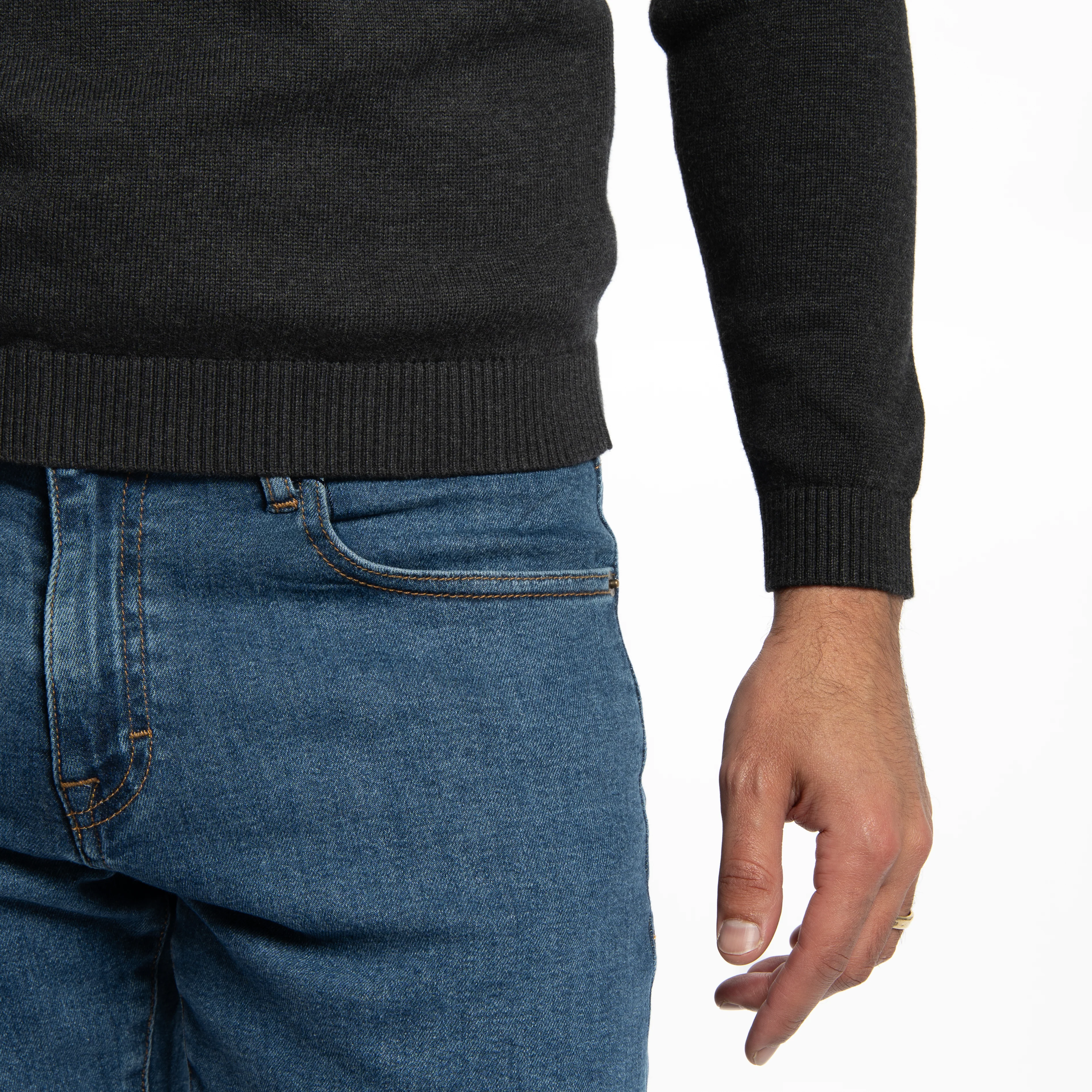 Pima Cotton Quarter Zip Sweaters - Black - Image 3