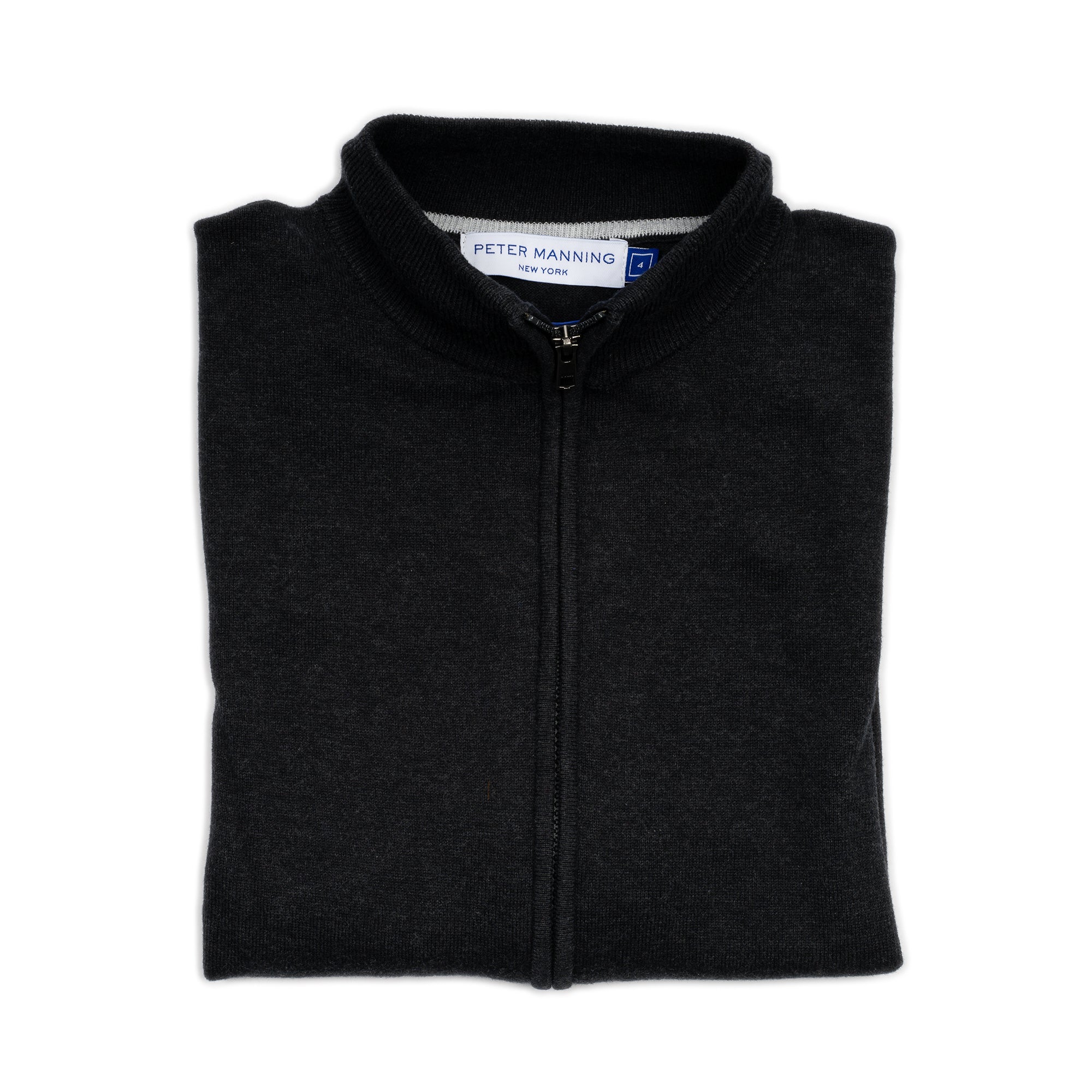 Pima Cotton Zip Sweater - Black - Image 5