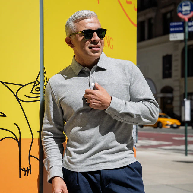 Pique Polo Shirts - Heather Grey - Image 4
