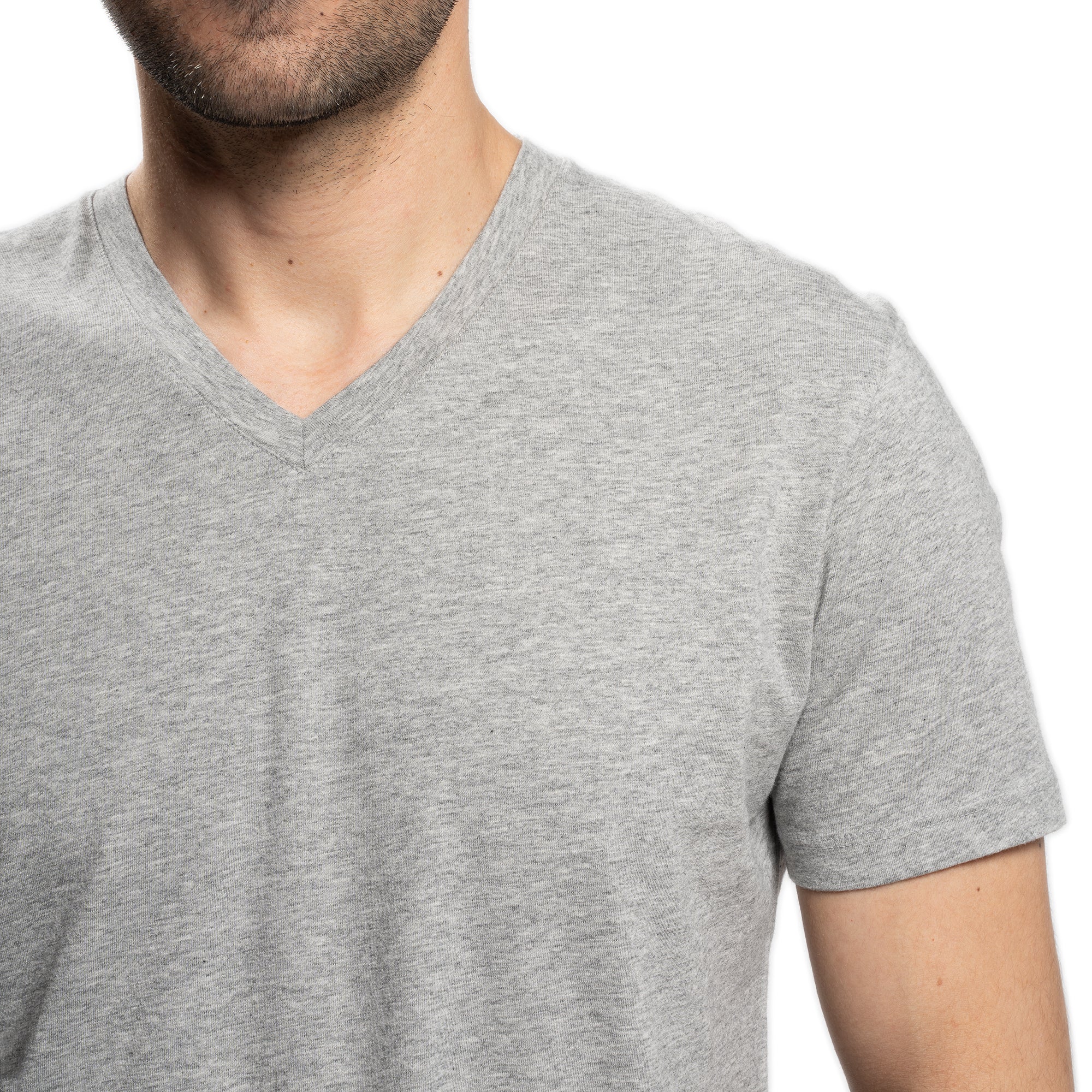 The V Neck T - Heather Grey - Image 3