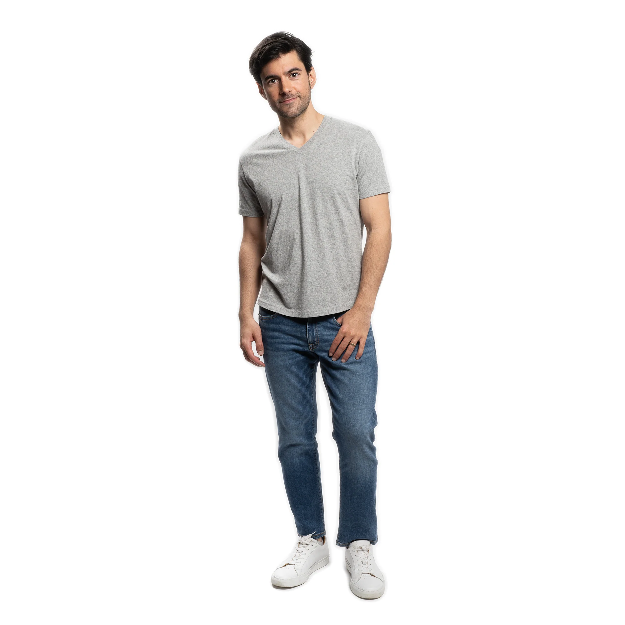 The V Neck T - Heather Grey - Image 5